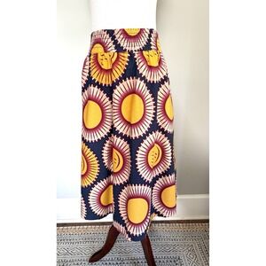 Touch Me Graphic Skirt Blue Yellow Pink With Sash Women's XL